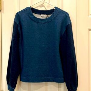 White + Warren Dark Indigo 2 tone denim sweatshirt S